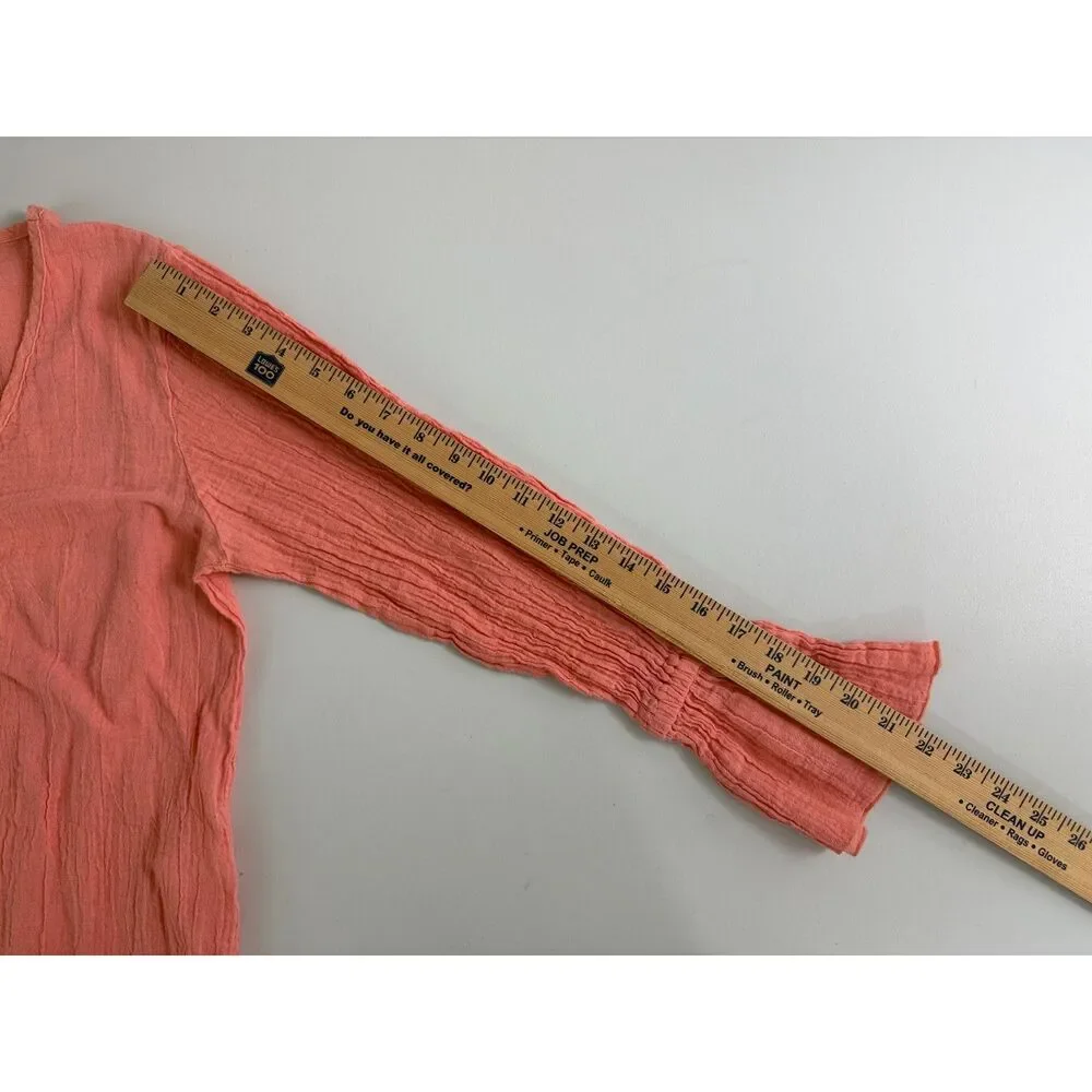 Elan Women's Long Sleeve Tunic Swim Cover Up Pink Cotton Size M Medium